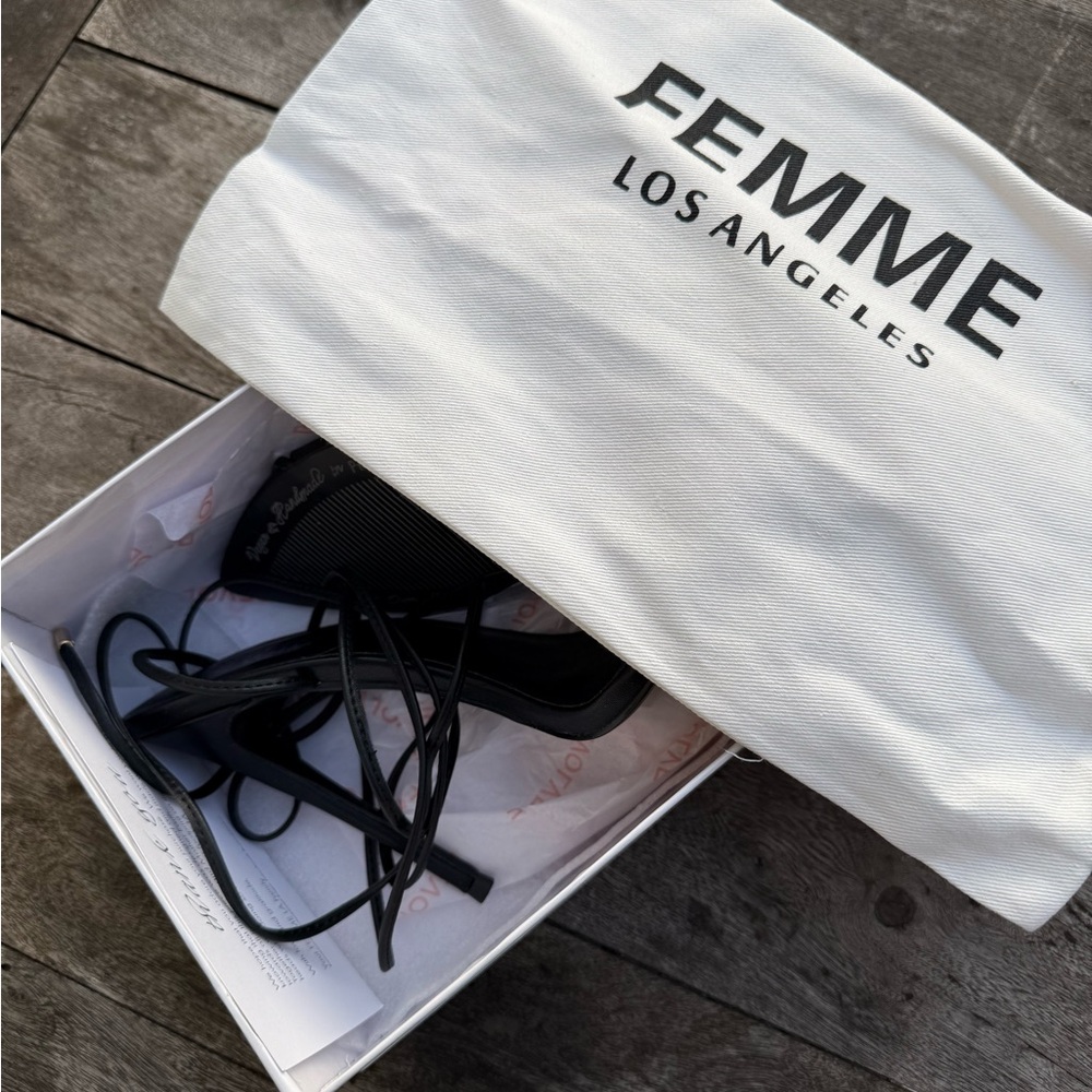 NEW Femme Luce Minima Black Lace Up Wrap Heels - Picture 7 of 9